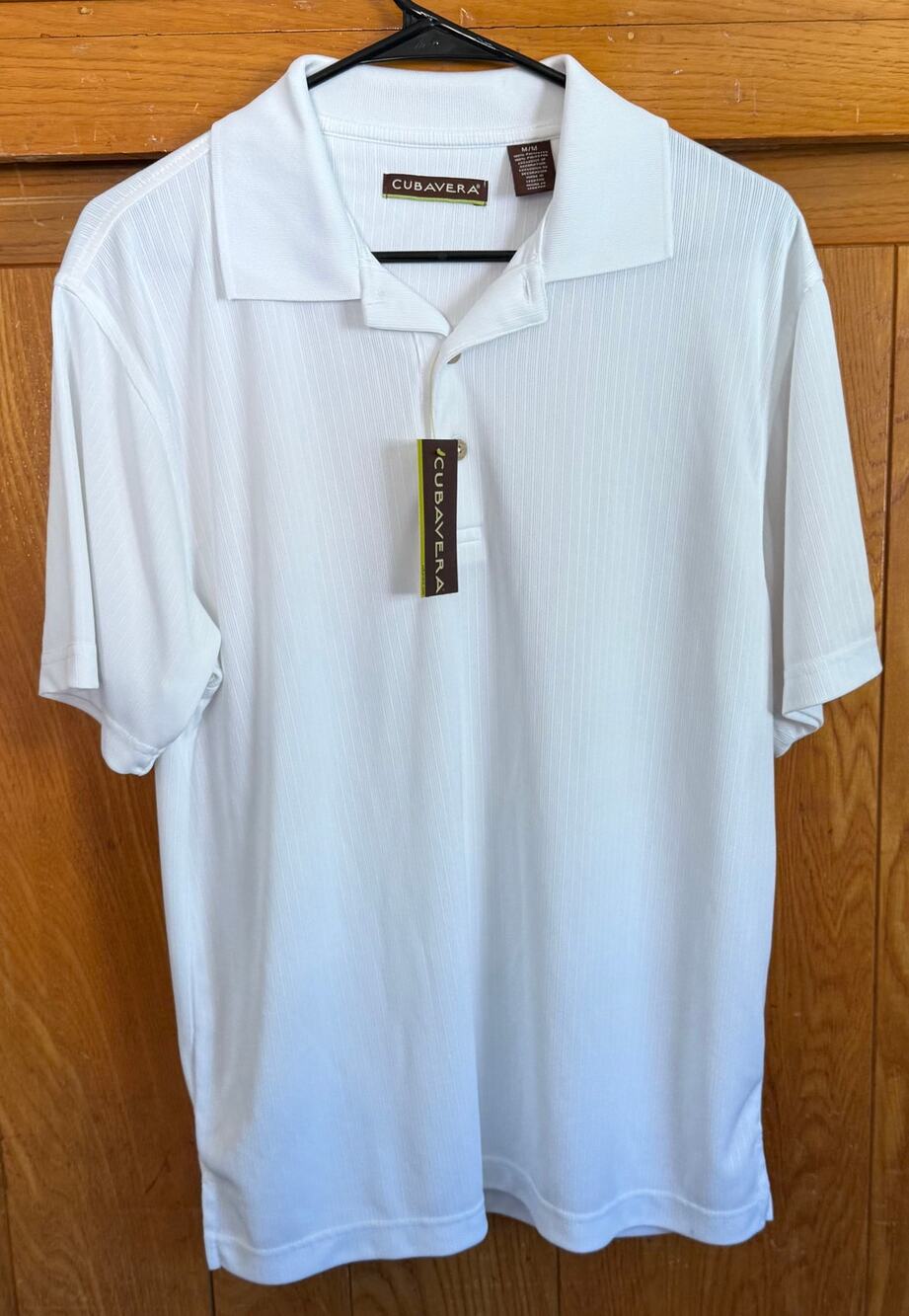 NWT Cubavera Men's Size M Solid White Textured Polo Shirt